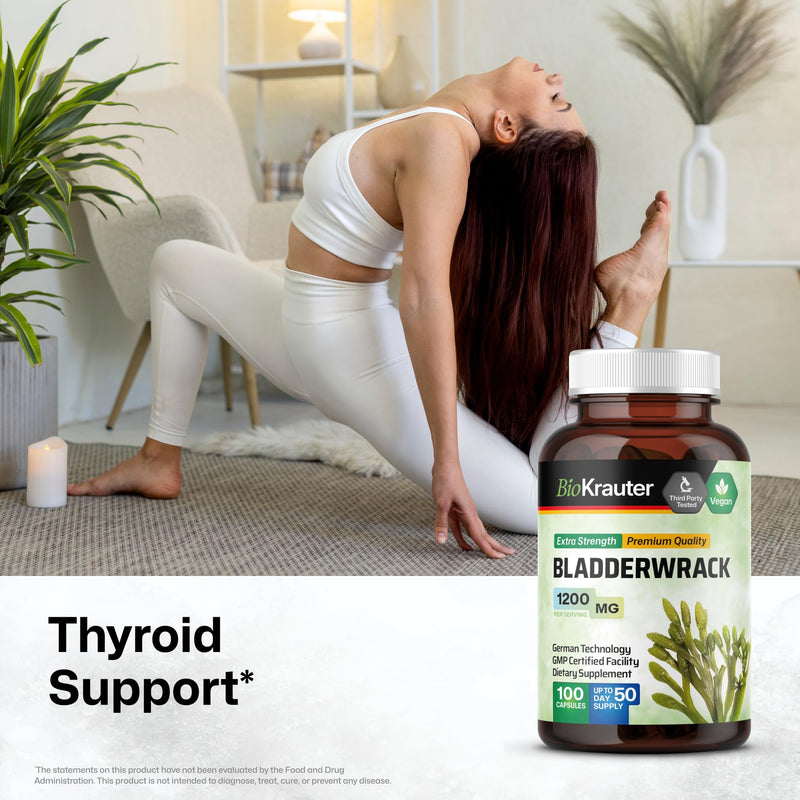 [Australia] - Bladderwrack Capsules - Premium Vegan Supplement - Potent Formula from Natural Marine Source of Iodine - 1200 mg per Serving - 100 Veggie Capsules 