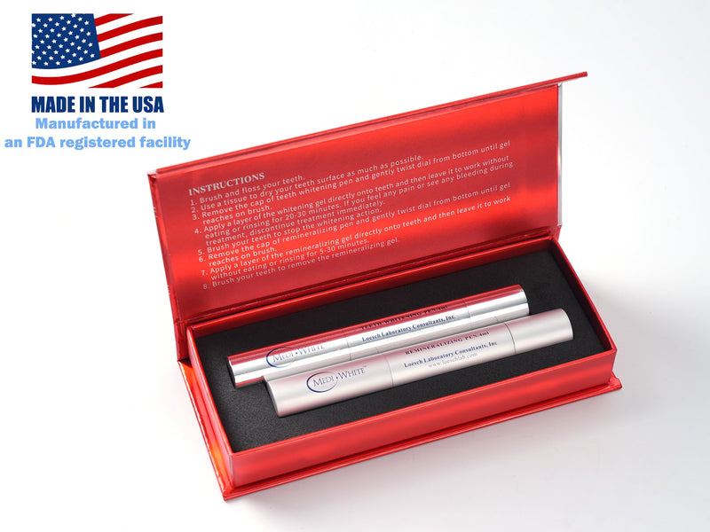 Professional Teeth Whitening Kit with Teeth Whitener Pen & Remineralization Gel Pen for Sensitive Teeth, On-The-go whitening Applicator, Whitening Pen for Stain Removal, Travel-Friendly