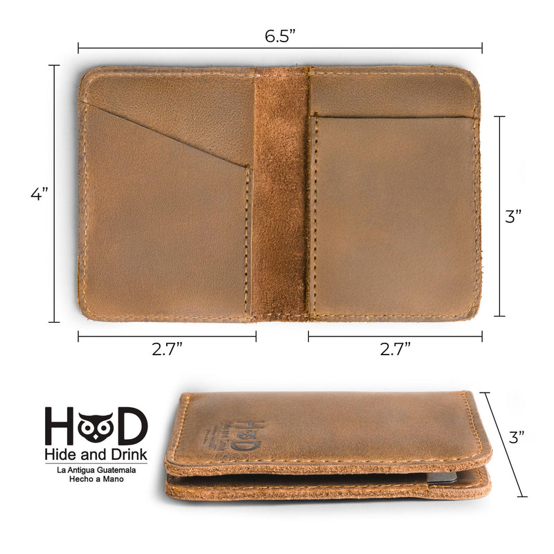 Hide & Drink, Bifold Wallet, Slim Card Holder, Minimalist Traveler Wallet, Vintage Front Pocket Wallet, Full Grain Leather, Handmade (Single Malt Mahogany) Single Malt Mahogany