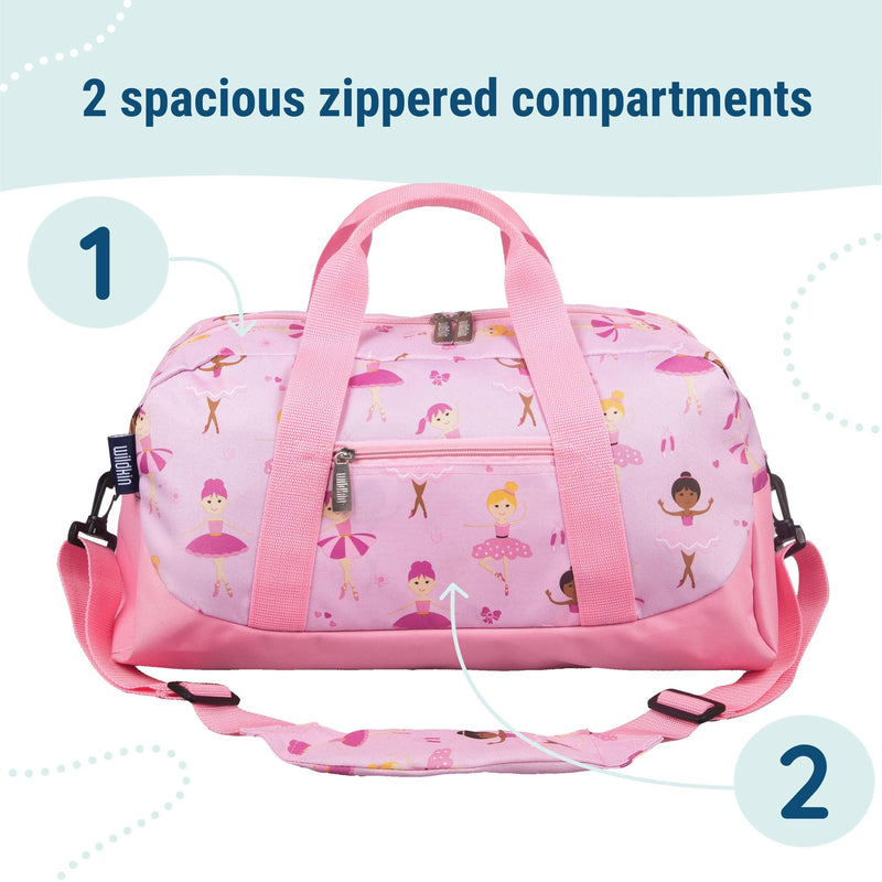 Wildkin Kids Overnighter Duffel Bag – Carry-On Travel Bag for School & Sleepovers, Lightweight, Durable, Boys & Girls Ages 4–15 – Ballerina