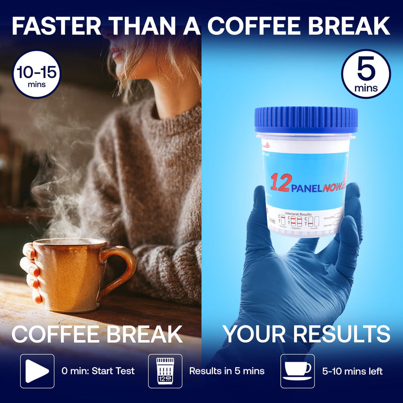 8 Panel Home Drug Test Kit - Reliable Urine Drug Test Cups with Built in Temperature Strip for Trusted Accuracy - Detects AMP, BUP, BZO, COC, MAMP, OPI, OXY, THC - [10 Pack] - 12 PANEL NOW 10 Pack