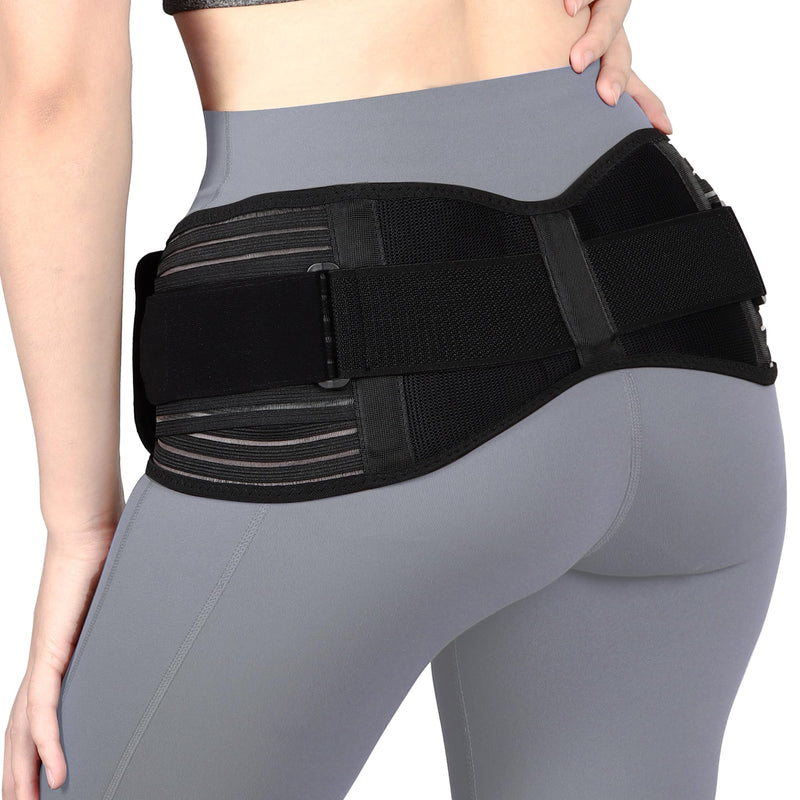 Sacroiliac SI Joint Hip Belt for Sciatica, Lower Back, Leg & Pelvic Pain Relief - Adjustable Sacroiliac Belt Support Brace for Women and Men (Black) Black