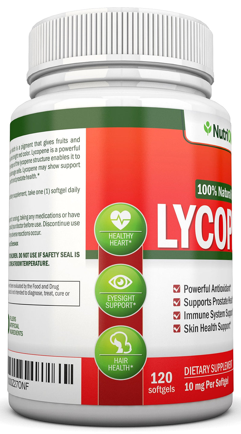 [Australia] - Lycopene - 10MG - 120 Softgels - 3 Month Supply - Premium Quality Antioxidant - 100% Natural Tomato - Great for Prostate Health, Immune System Support, Heart Health and Eyesight Support 