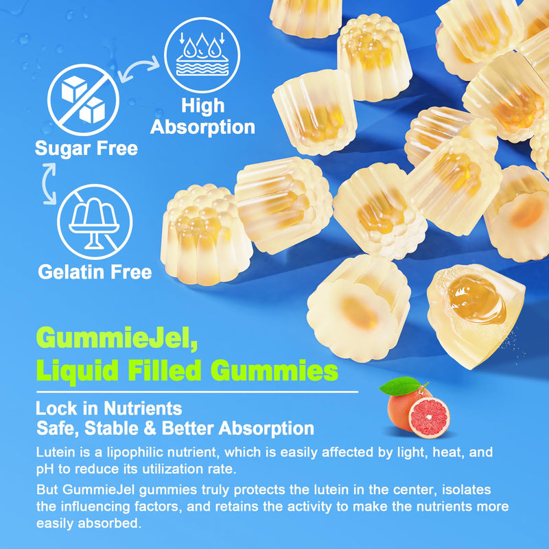[Australia] - Sugar Free Lutein 20mg 40mg and Zeaxanthin Gummies for Eyes with Omega 3 (EPA 190mg & DHA 80mg), Lutein Supplements Eye Vitamins Filled Gummies Plus Bilberry, Goji Berry & Saffron, Vegan - 60 Count 60 Count (Pack of 1) 