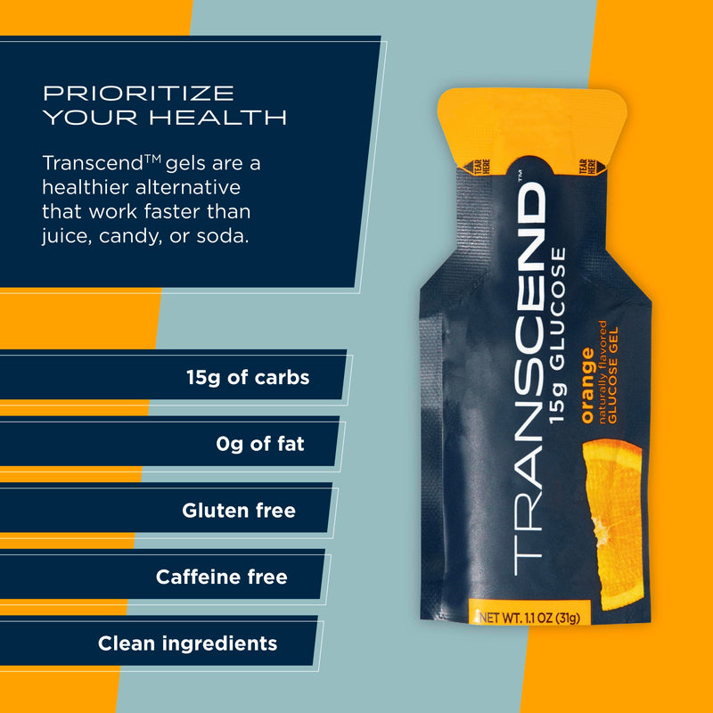 [Australia] - Transcend Foods Orange Gel (1.1 oz, Pack of 10) Fast-acting Carb Gel Orange Flavor – Caffeine Free, Gluten Free 