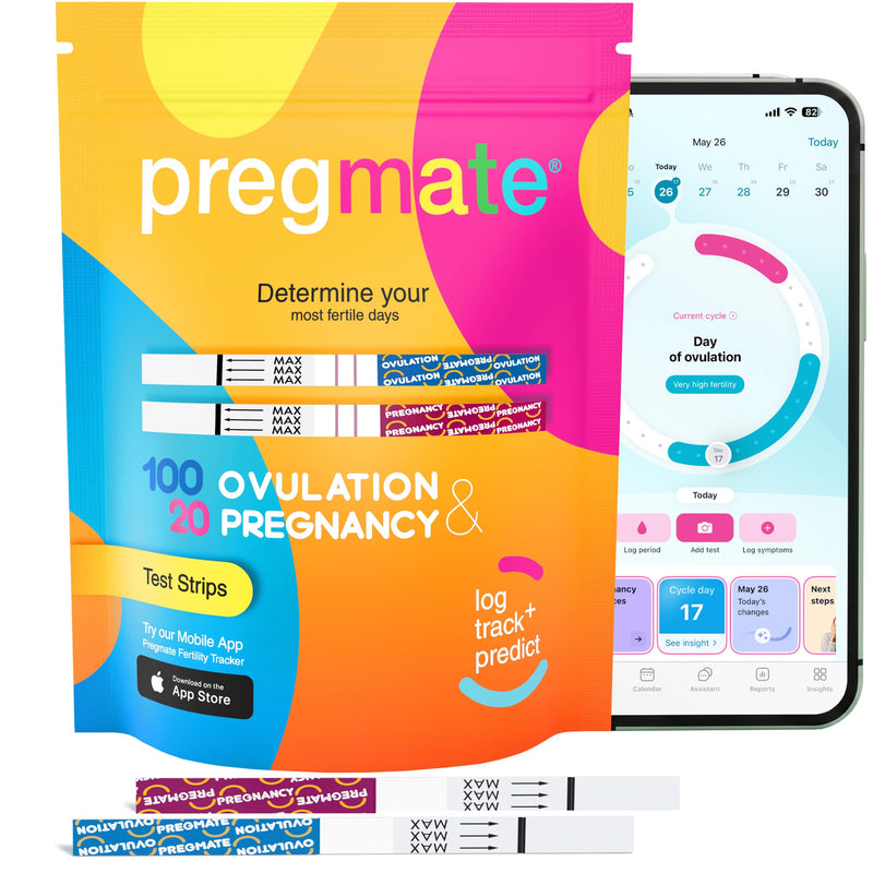 Pregmate 100 Ovulation and 20 Pregnancy Test Strips 120 Count (Pack of 1)