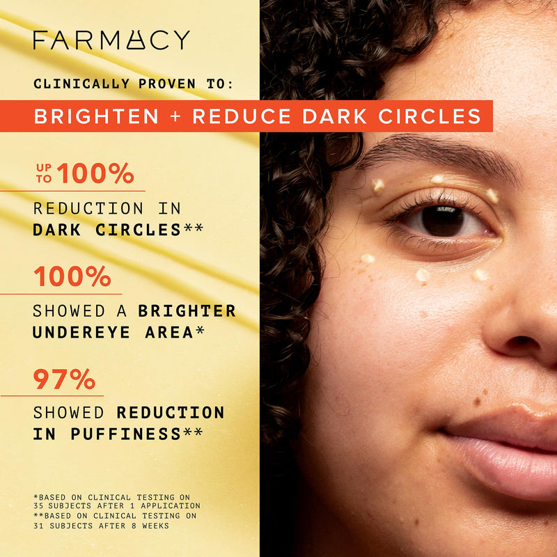 Farmacy Wake Up Honey Vitamin C Eye Cream - Brightening Under Eye Cream for Dark Circles + Puffiness - Enriched with Cranberry Peptide to Smooth Wrinkles Over Time (15ml) 0.5 Fl Oz (Pack of 1)