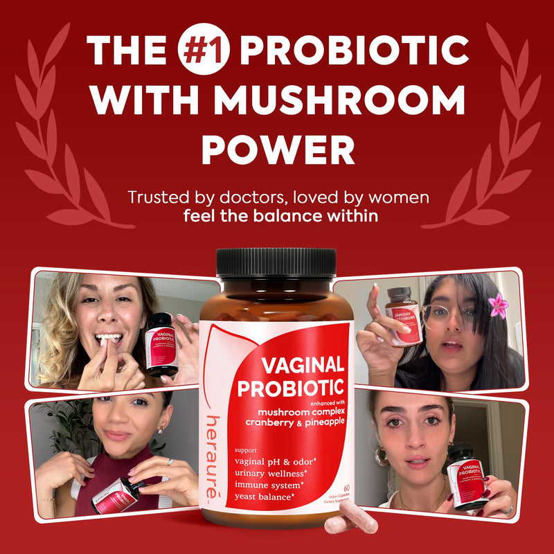 HerAure Vaginal Probiotics for Women - PH Balance,Yeast Balance,2pcs x60CT | Healthy Vaginal Odor, Vaginal Flora,Women Probiotics and Prebiotics, Immune Support - Prebiotics & Lactobacillus Probiotic 120 Count (Pack of 1)