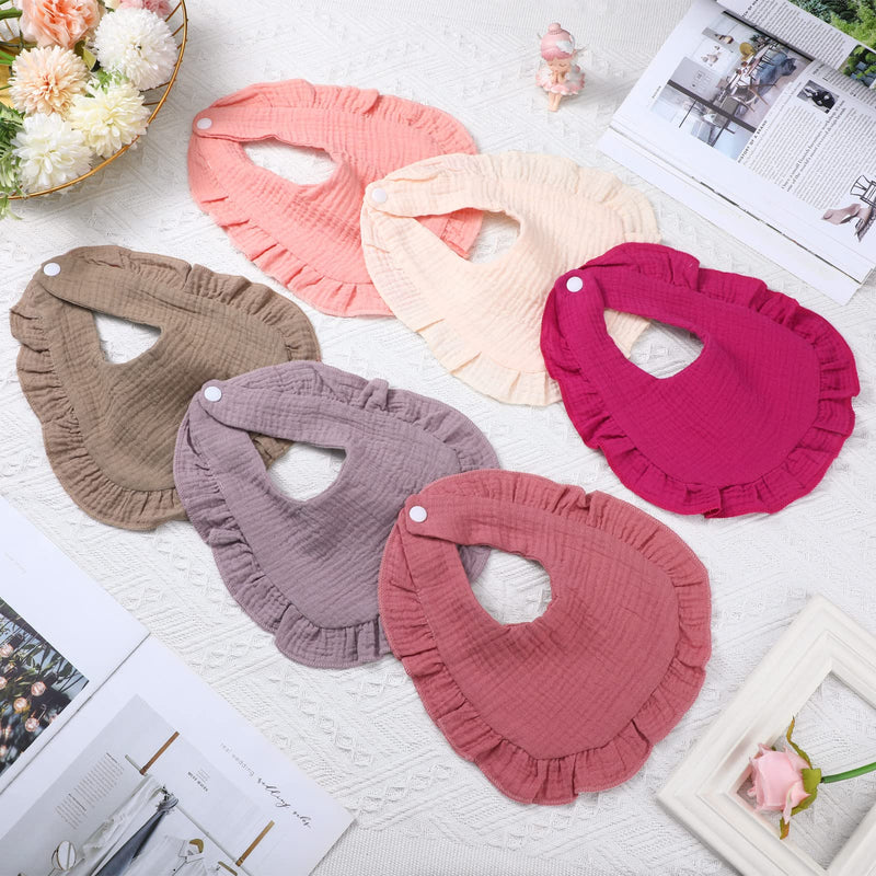 10 Pcs Baby Muslin Bibs Drool Bandana Soft Adjustable Baby Cotton Bibs for Newborn Baby Girl Boy Toddlers Infants Teething Retro Colors