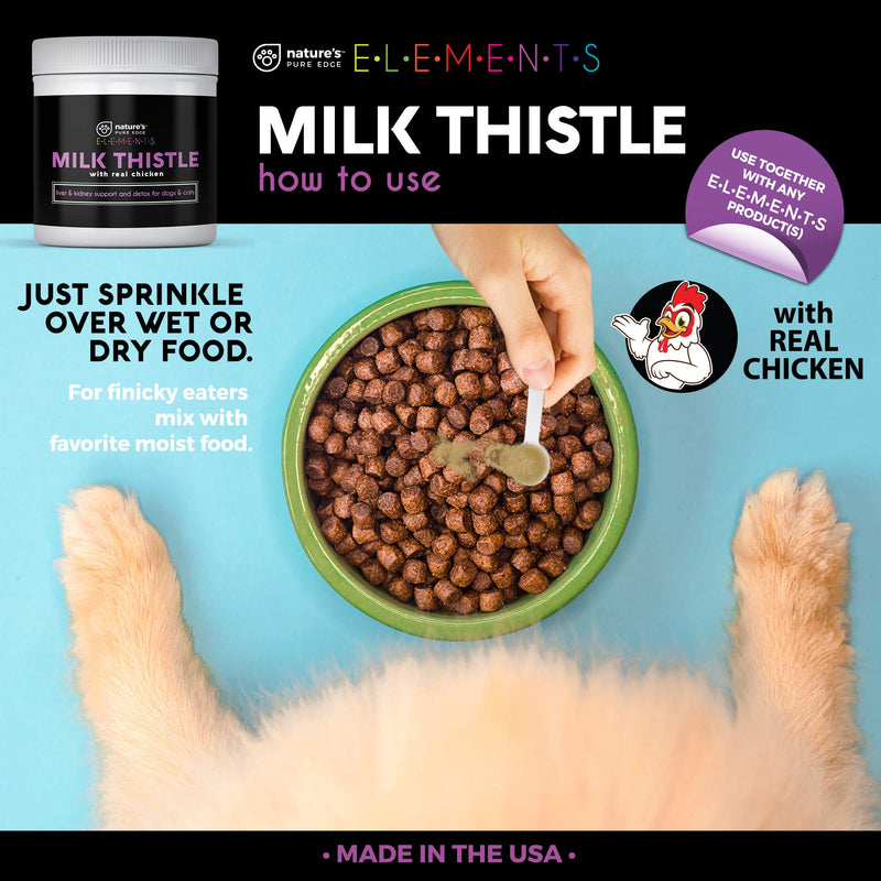 Nature's Pure Edge Milk Thistle Supplement with Real Chicken. Extra Strength Liver and Kidney Detox. Dogs and Cats Love The Taste. Kidney Stone Prevention and Allergy Relief. Large 85 gram jar! - PawsPlanet Australia