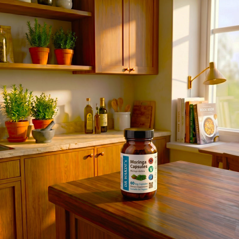 DR WAKDE'S Moringa Capsules (Moringa oleifera, 60 Veg Caps, Plant-Based Supplement, Ayurvedic Herb, All Natural, Vegan)