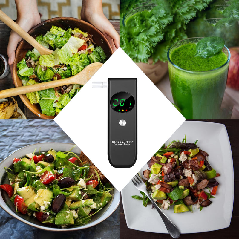 [Australia] - Ketone Breath Home Monitors Analyzer Professional Ketone Breath Testing & Monitoring - Portable Breath Ketosis Meter Digital Ketosis Breathalyzer for Testing ketosis with 10 Mouthpieces Black 