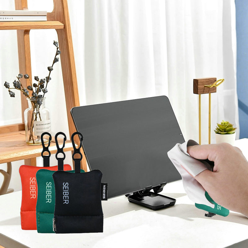 [Australia] - SEIBER Eyeglass Cleaning Microfiber Cloth - with Neoprene Pouch | 7 x 7 inch Glasses Cleaning Cloth for Sunglasses,Laptops, Cameras,Screen | Self-Closing Bottom(3PCS,BK OR GRN) BLACK,ORANGE,DARK GREEN 