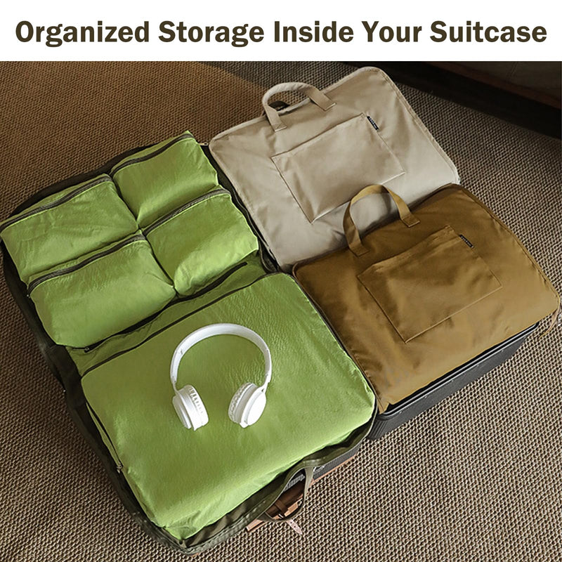 TABITORA Travel Clothes Organizer Hanging Compression Packing Cubes Hanging Travel Organizer Camp Organizer Hanging Travel Bag Travel Cases Carry On Closet (TeaBrown) TeaBrown