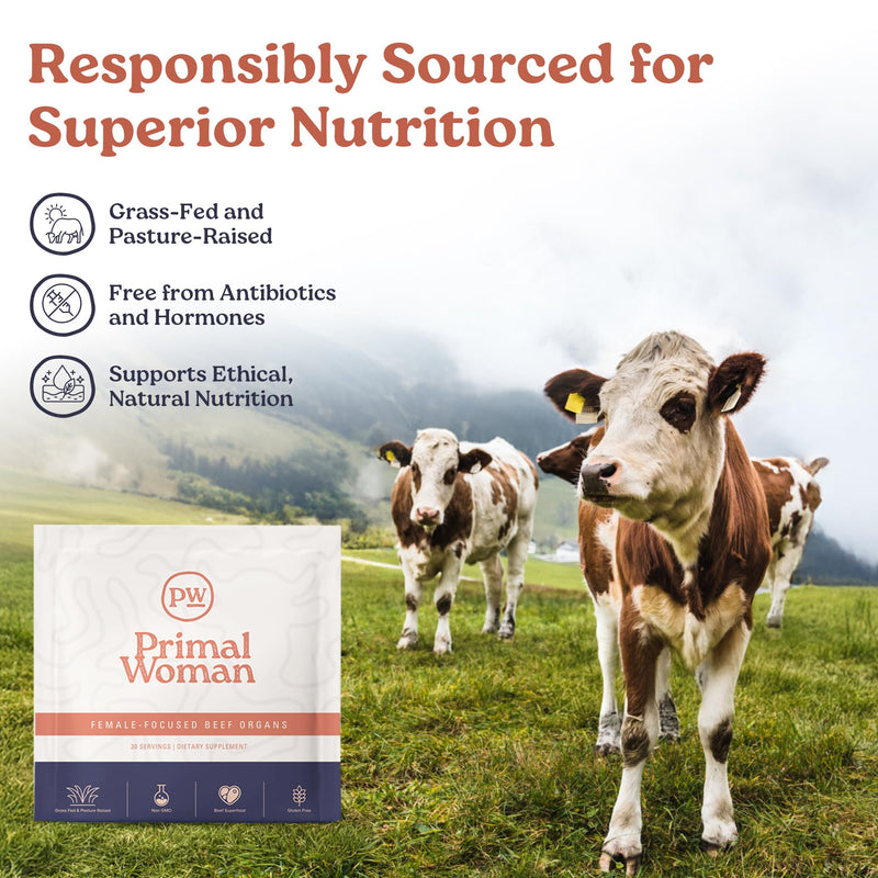 [Australia] - Beef Organ Supplement for Women - Heart, Liver for Women, Grass Fed, Pasture Raised Liver | Primal Beef Organ Capsules Woman (60 Capsules) 