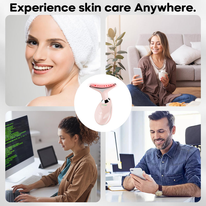 Facial Massager, Red-Light Portable Face Neck Massager Wand for Skin Care (Pink) Pink