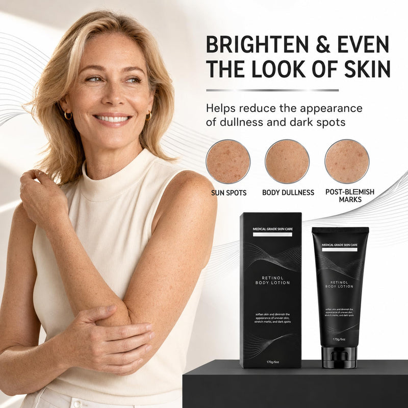 Retinol Body Lotion for Crepey Skin, Firming & Hydrating Body Cream with Ceramide NP, Shea Butter, CICA, Caffeine & Vitamin E, Helps Improve the Look of Stretch Marks, Fine Lines & Dark Spots, 6 oz 170.0 Grams