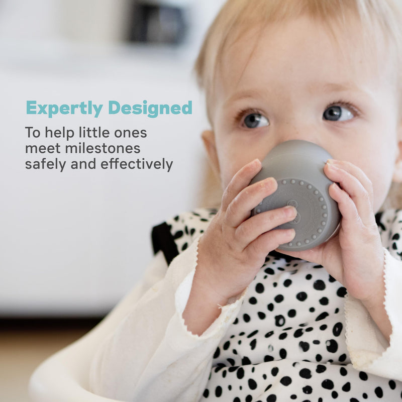 [Australia] - ezpz Tiny Cup (Gray) - 100% Silicone Training Cup for Infants - 4 months + - Designed by a Pediatric Feeding Specialist - Baby-led Weaning Essentials & Baby Gifts 6 Months+ Gray 