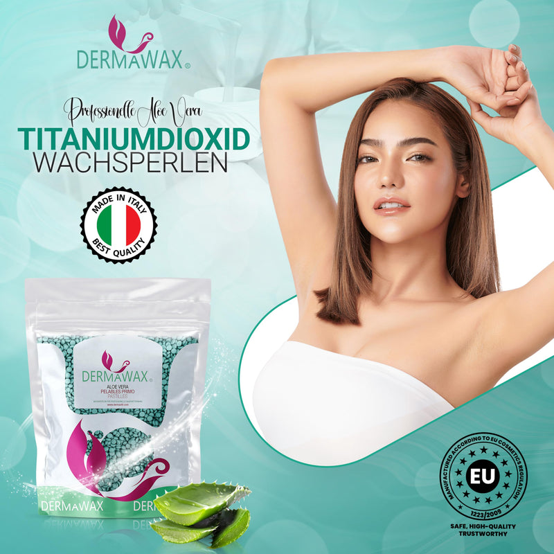 [Australia] - Dermawax 1 kg hot wax wax beads aloe vera for sensitive skin - hair removal without wax strips, gentle waxing for face, legs, bikini & body - made in Italy, professional quality (1 kg, aloe vera) 1 kg (pack of 1) 