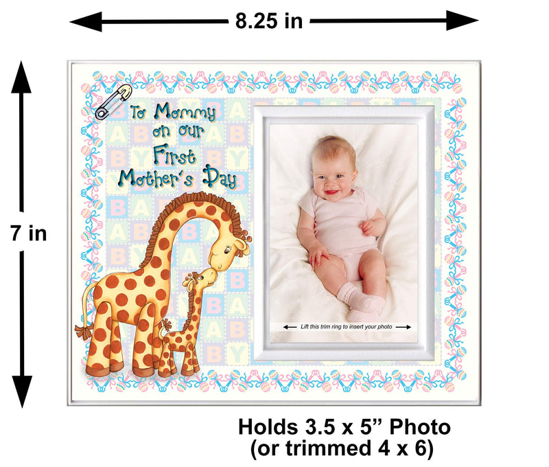 [Australia] - to Mommy on Our First Mothers Day, First from Baby - First Mothers Day Picture Frame Holds 3.5” x 5” Photo - Boy or Girl Nursery Decor | Baby Giraffe Theme 