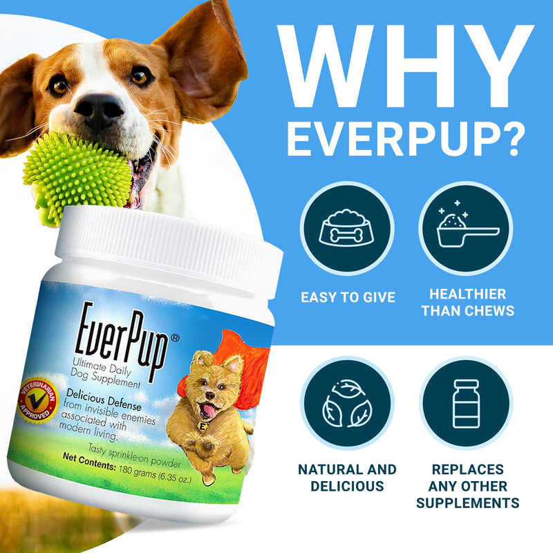 EverPup Ultimate Daily Dog Supplement with Glucosamine, Prebiotics, Probiotics, Apoptogens, Vitamins and Minerals for Healthy Joints, Immunity, Digestion, Skin Health - PawsPlanet Australia