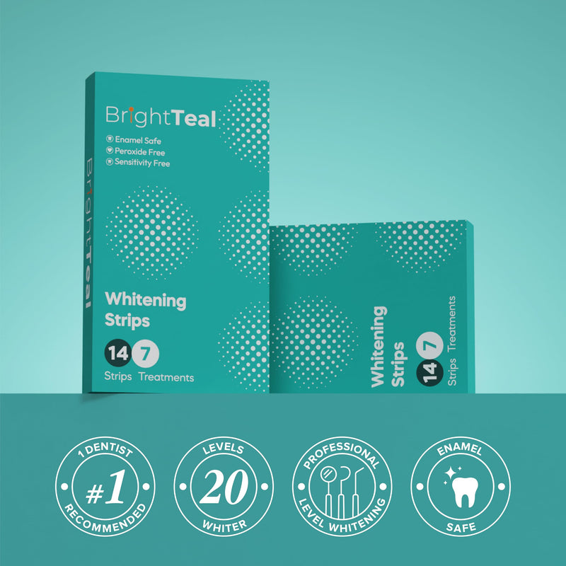 [Australia] - BrightTeal Teeth Whitening Strips - 7 Treatments 14 Total Strips - Enamel Safe, Peroxide Free, Reactive Oxygen Pap+ - Whitening Without The Sensitivity 