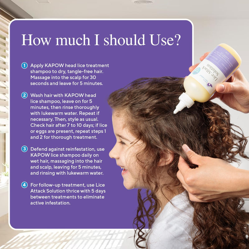[Australia] - Kapow! 8oz Head Lice Shampoo, Lice Treatment for Kids & Adults, 2-Pack Lice Shampoo That Kills Eggs & Lice, Head Lice Treatment Extra Strength Family, Sensitive Scalp Lice Prevention Shampoo 