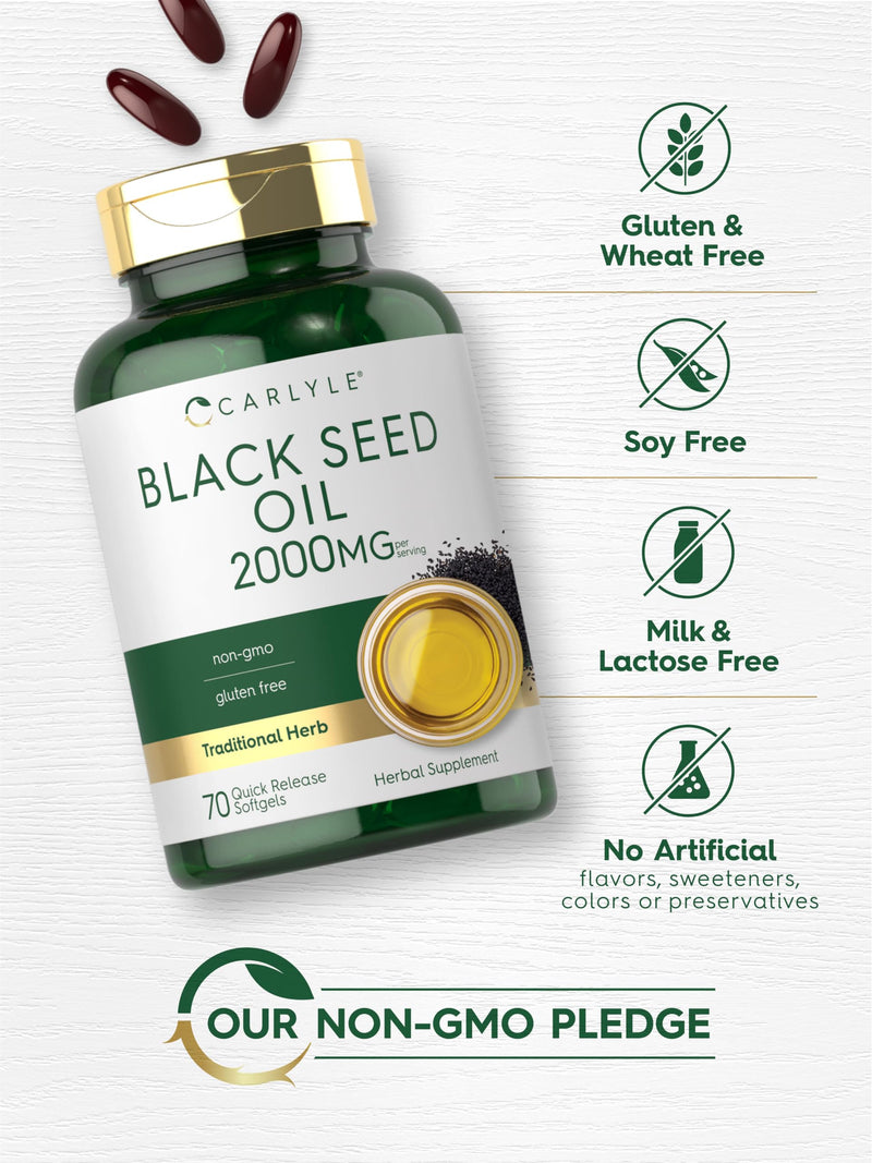 [Australia] - Carlyle Black Seed Oil 2000mg | 70 Softgel Capsules | Non-GMO, Gluten Free Herbal Supplement 