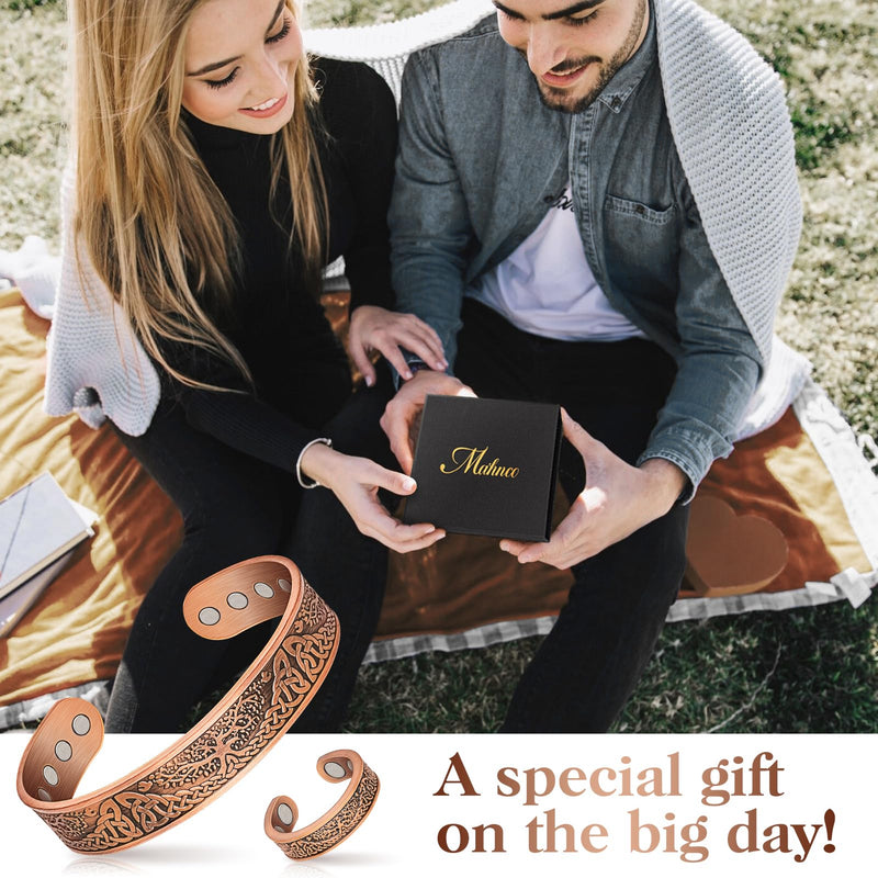 [Australia] - Mahnco Copper Bracelet for Men & Women,12X Strength Magnetic Bracelets & Lymphatic Drainage Ring for Mens, 100% Solid Pure Copper Jewelry Gift Copper-Tree of Life 
