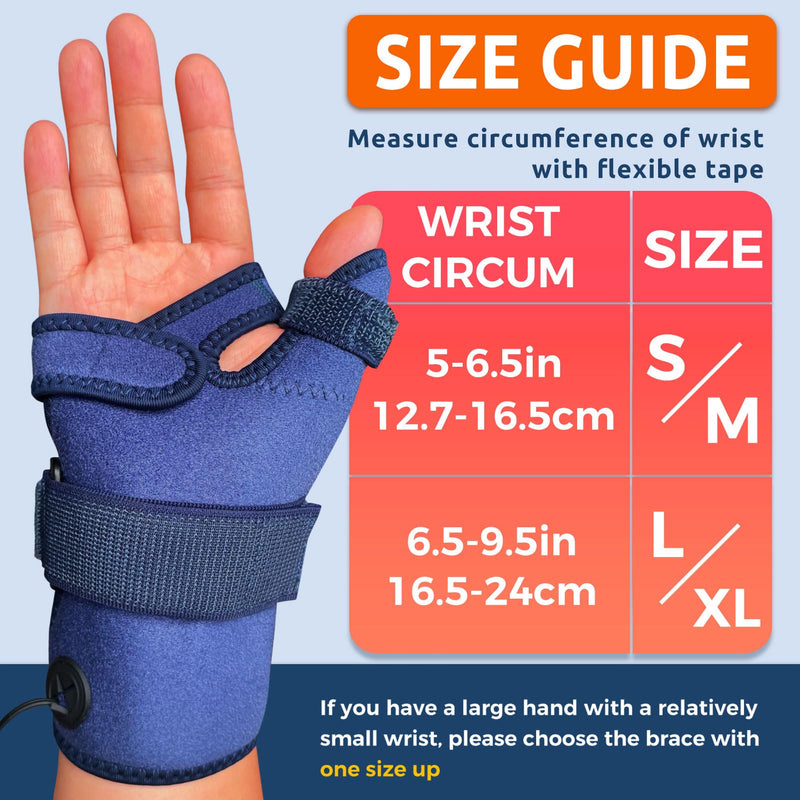 [Australia] - Hand Heating Pad for Arthritis and Tendonitis, Heated Wrist Wrap Thumb Brace for Carpal Tunnel Relief with 3 Heat & 5 Timer Settings for Left & Right Hand (L/XL) blue L/XL 