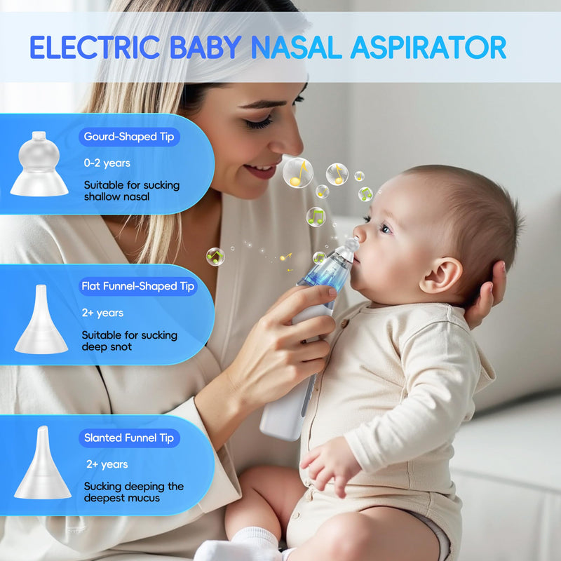 [Australia] - Nasal Aspirator for Baby, Electric Nose Sucker for Baby & Toddler, Congestion Relief with 3 Levels Suction,Soothing Light & Nursery Rhymes 