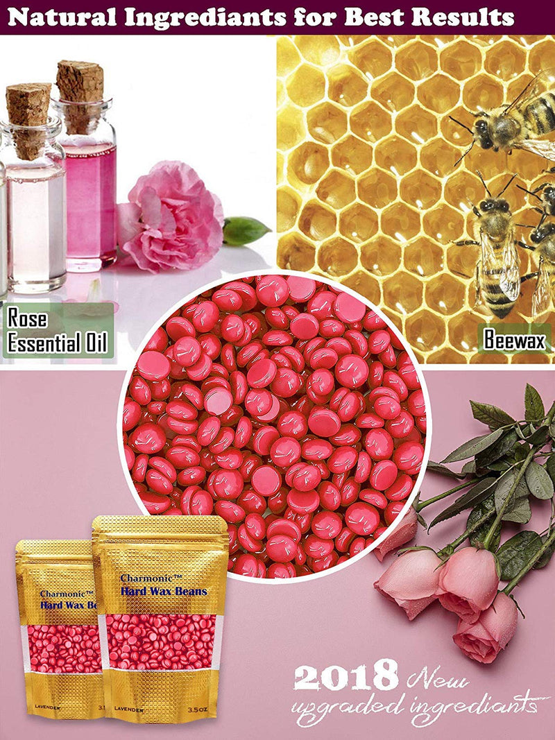 [Australia] - Charmonic Depilatory Wax, 17.5 Oz Hard Body Wax Beans for Women Men, Hair Removal European Beads 500g/1.1 lb (rose) rose 