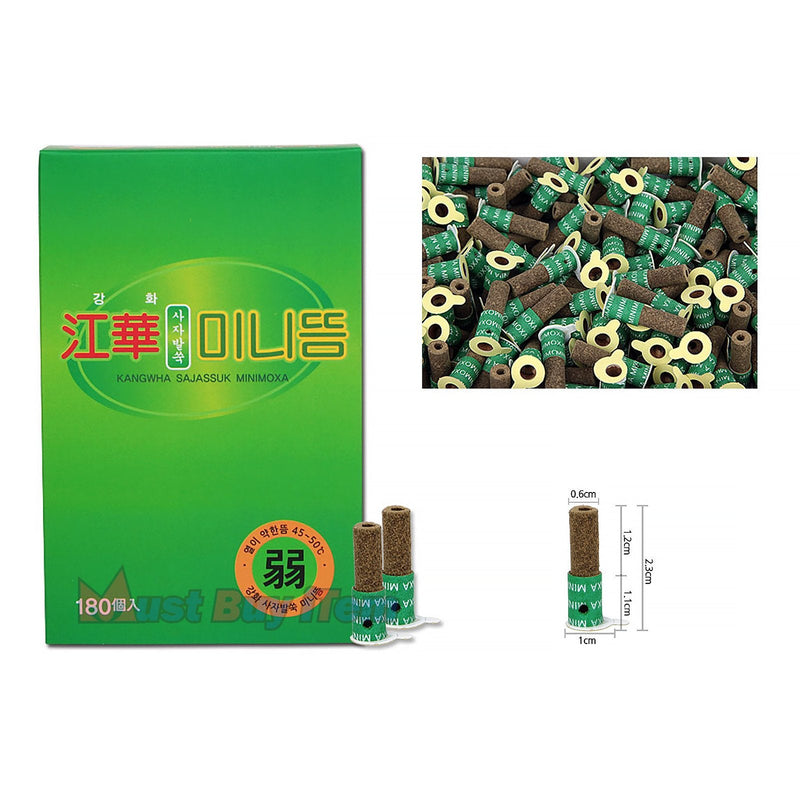 [Australia] - Korea Acupuncture 100% Wormwood Mugwort Moxibustion Mini Moxa Sticks On Cone Roll 1Box 180pcs Weak 