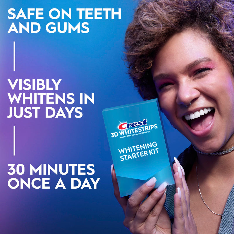 Crest 3D Whitestrips Whitening Starter Kit – Teeth Whitening Kit, 10 Treatments, Each with 1 Upper/1Lower, 20 Strips – Crest 3DWhite Teeth Whitening Strips