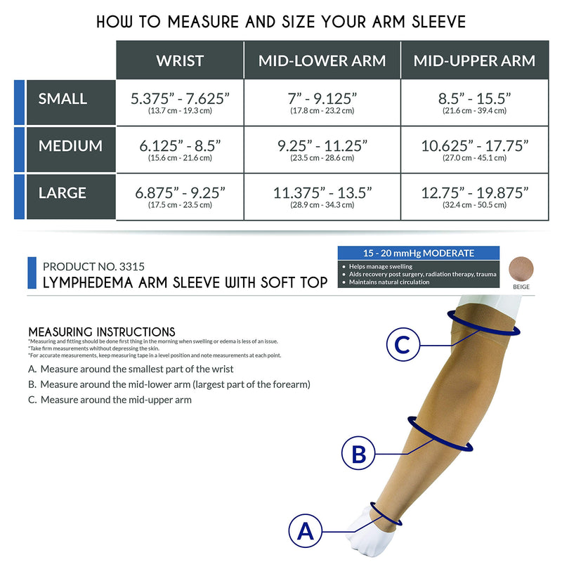 [Australia] - Truform Lymphedema Compression Arm Sleeve, 15-20 mmHg Post Mastectomy Support, Beige, Small Small (Pack of 1) 