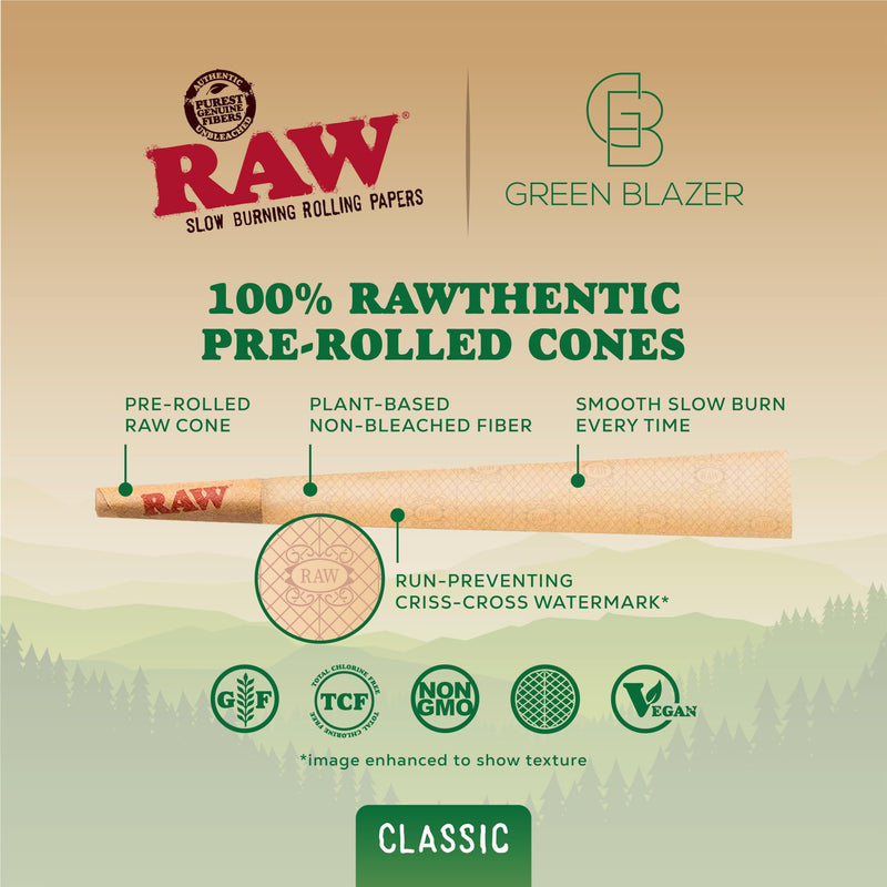 [Australia] - RAW Cones Single Size Dogwalker: 50 Pack - Mini Pre Rolled Cones Shorter Than 1 1/4 Size (70/30) Classic Rolling Papers & Tips, 70mm 