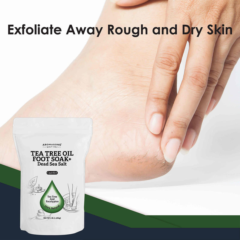 [Australia] - Aromasong Tea Tree Foot Soak with Magnesium Flakes and Dead Sea Foot Soaking Salts - Pedicure Tea Tree oil foot Soak for Dry Cracked Feet-Athlete's Callus Remover- Eliminates Odor- Packaging may vary 3 Pound (Pack of 1) 