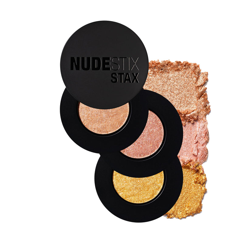[Australia] - Nudestix STAX Nude Eye Lights Set – 3-Piece Iridescent Cream Eyeshadow Sticks for Dewy Glow on Eyes, Lips & Cheeks | Includes Diva, Sophisticate & Goddess | Vegan, Multi-Use, Stackable Makeup 