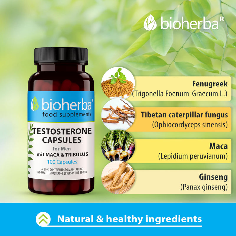 Men’s Vitality Complex – 200 Capsules by BIOHERBA | with Maca, Tribulus & Ginseng for Energy, Muscle Function & Hormonal Balance 200 pcs