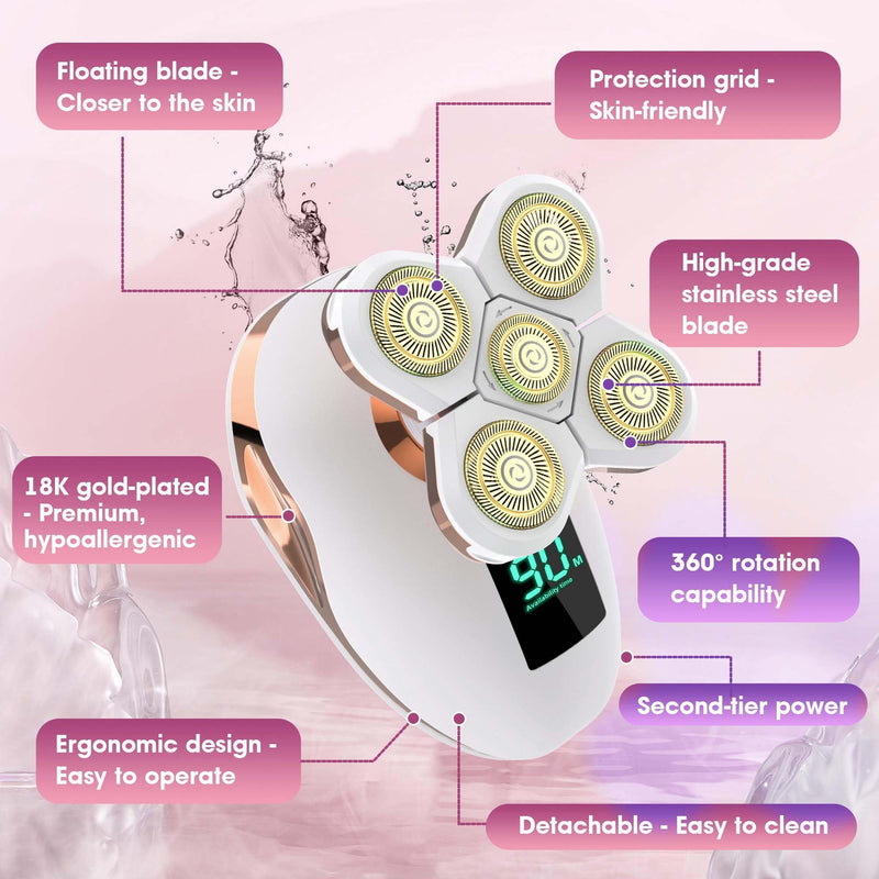 [Australia] - Electric Razors for Women Legs Travel : Rechargeable Waterproof Razor Trimmer for Womens - Dry Wet Electric Shaver for Women - Pro Portable Personal Body Shaver 1*gold Razor 