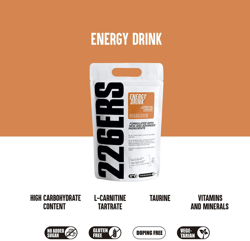 [Australia] - 226ERS Energy Drink | Drink powder with amylopectin, taurine and L-carnitine, gluten-free and lactose-free - energy booster in powder, mandarin - 1 kg 
