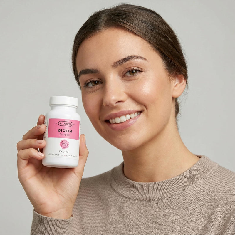 Biotin Complex Hair Skin & Nails Supplement | Supports Healthy Hair Growth, Strong Nails & Glowing Skin | Energy & Metabolism Support | 60 Capsules