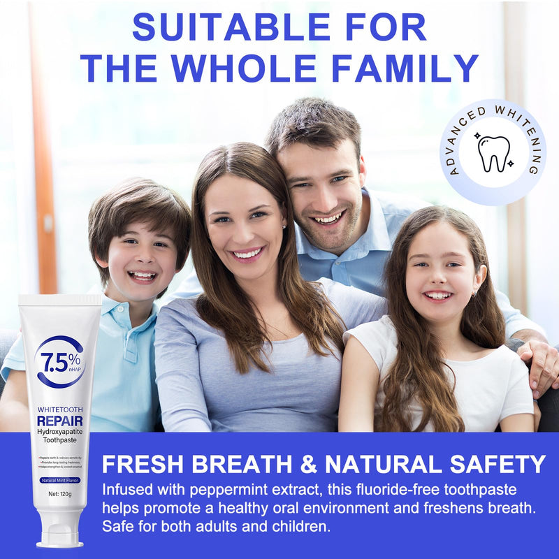 [Australia] - 2 Pack Hydroxyapatite Toothpastes for Enamel Protection and Tooth Strengthening, Fluoride-Free Cooling Mint, Promotes Fresh Breath, Daily Use for Oral Health 