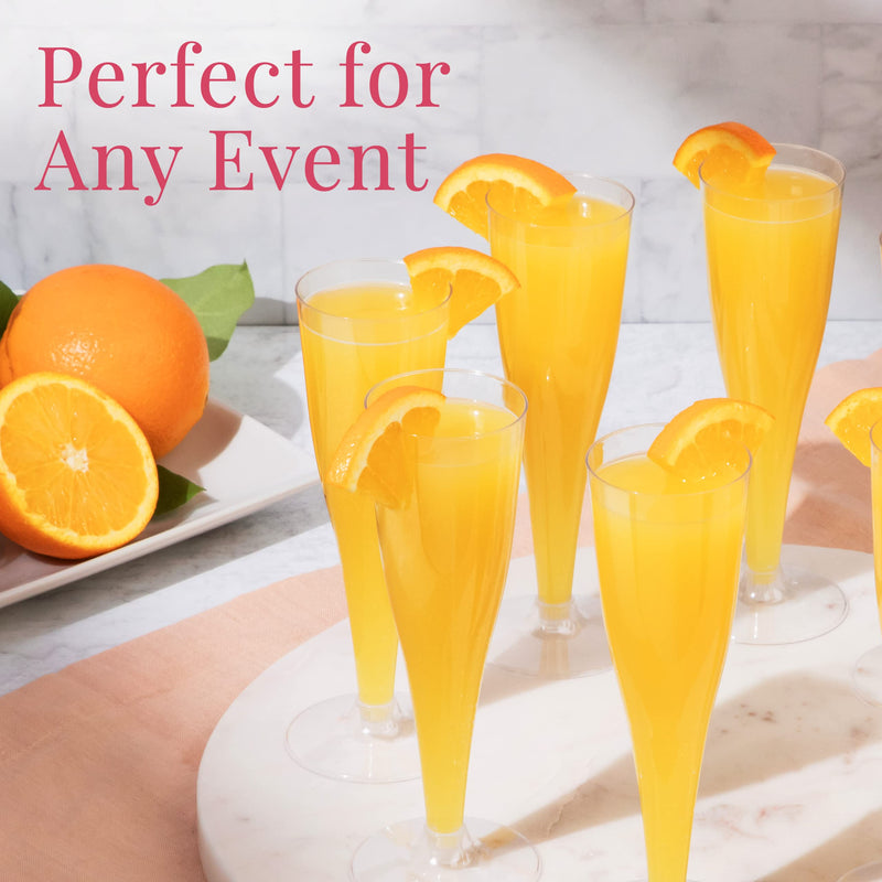 [Australia] - Prestee 24 Pack Disposable Clear Champagne Flutes for Parties, Weddings, Mimosa Bars - Plastic Toasting Glasses With Mimosa Glasses 24 Count (Pack of 1) 