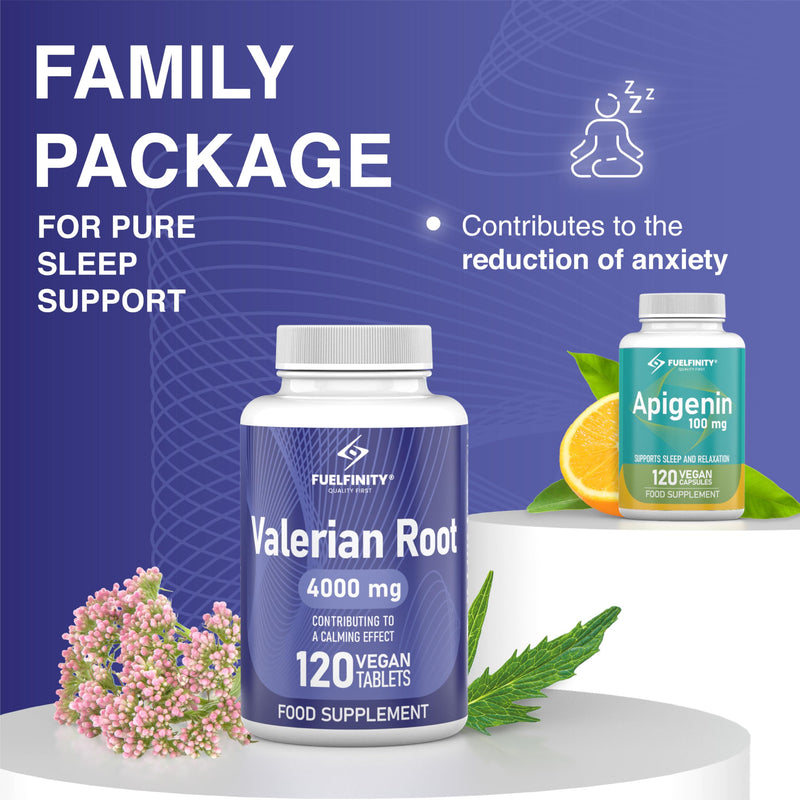High Strength: Valerian Root Tablets - 4000mg per Tablet - Stress Management Herbal Supplement - Valerian Root Supplement for Sleep Support - Vegan - FuelFinity® Standards 120 count (Pack of 1)