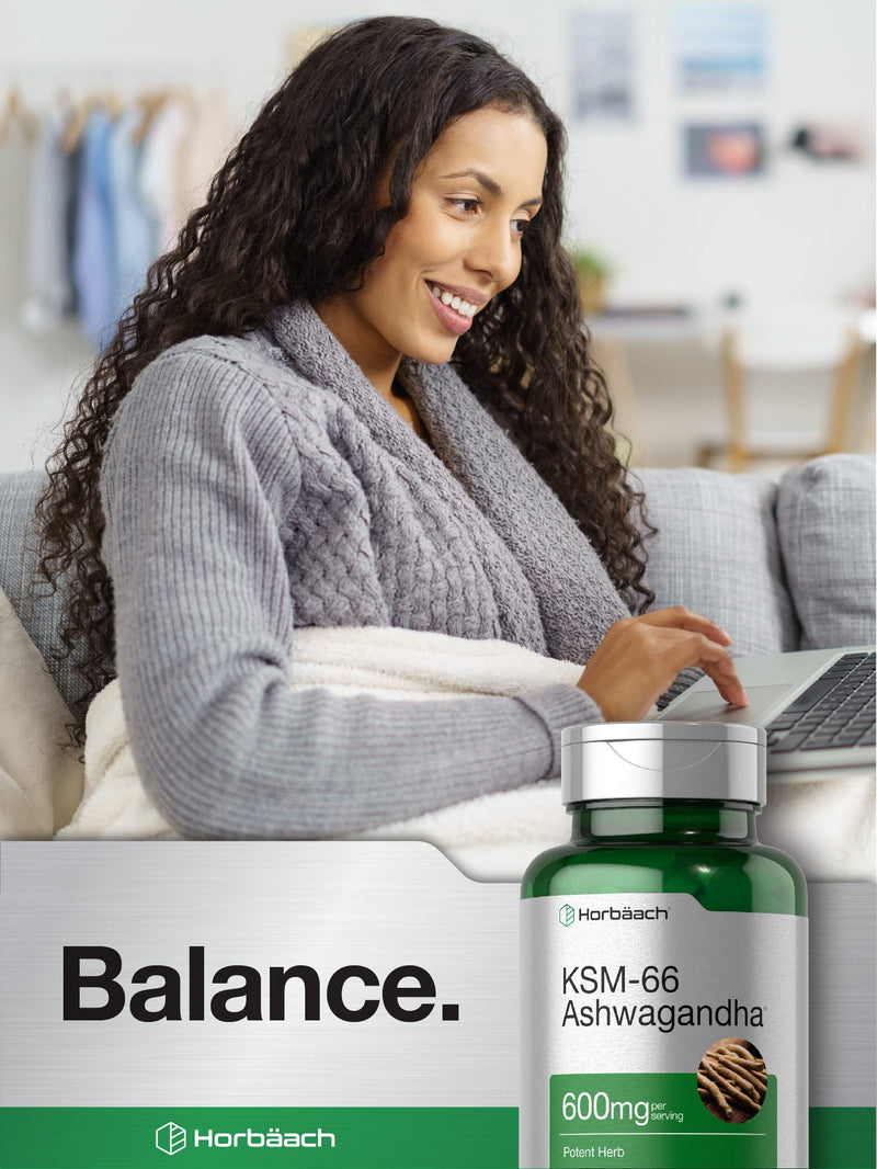 [Australia] - Horb√§ach KSM-66 Ashwagandha Supplement Caplets | 600mg | 60 Pills | with L-Theanine | for Women and Men | Vegan, Non-GMO, Gluten Free Complex Supplement 60 Count (Pack of 1) 