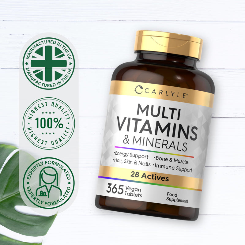Multivitamin Tablets for Women and Men | 365 Count | 28 Essential Nutrients Including Vitamins C, D, B6, B12, Calcium, Zinc and Iron | A-Z Vitamins & Minerals | Vegan Supplement | by Carlyle