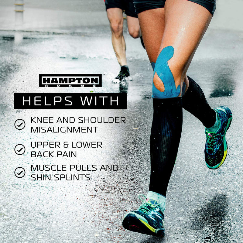 [Australia] - Hampton Adams | As Seen on Shark Tank | Elastic Kinesiology Tape (Bulk Roll) | 135ft Uncut | Supports & Protects Muscle Wrist Knee Shoulder Back Plantar Fasciitis | Waterproof Hypoallergenic 1-Pack Blue 