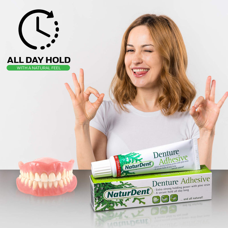 [Australia] - Natural Strong Denture Adhesive NaturDent holds Dentures Longer and Stronger No Zinc No Petrochemical No Paraben No Yucky Taste 