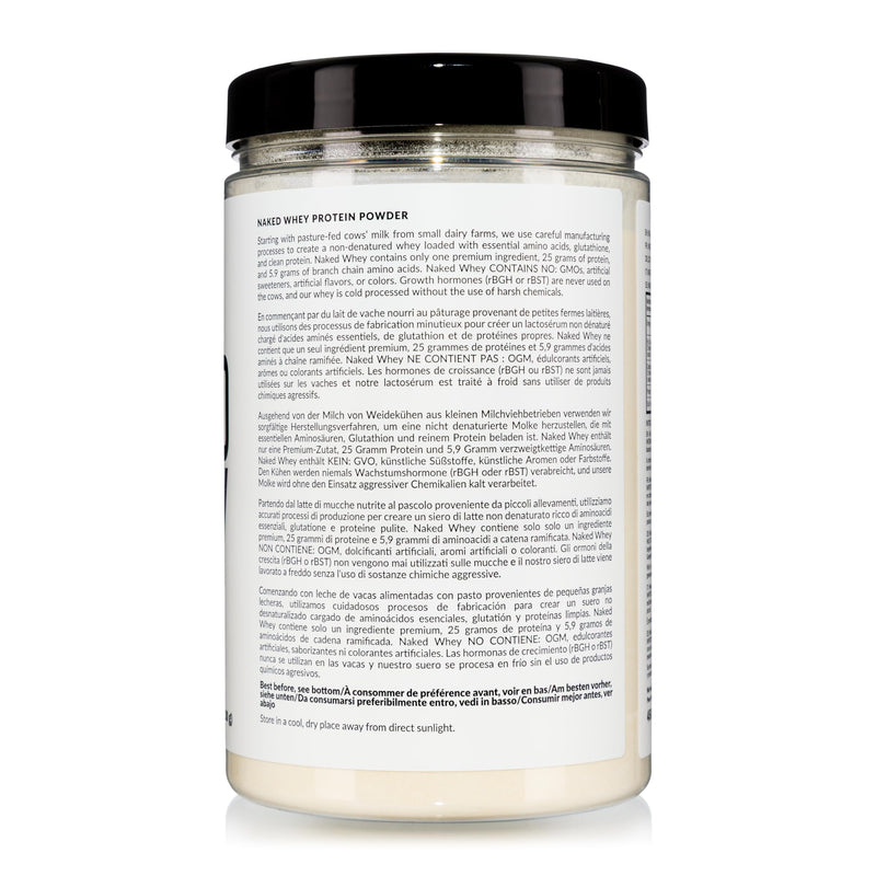 Naked Whey Protein Powder, Only 1 Ingredient, Grass Fed, Gluten Free, Soy Free, GMO Free, 25g Protein and 6g BCAAs per Scoop, Unflavoured, 12 Servings, 450g 450g (Pack of 1)